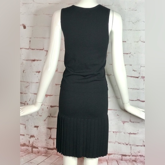 PARKER XS Kennedy Black Knit Pleated Skirt Drop Waist Lace Up Ties Tank Dress XS - Picture 6 of 16
